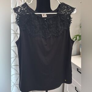 Anne Klein Black Lace Detail Blouse